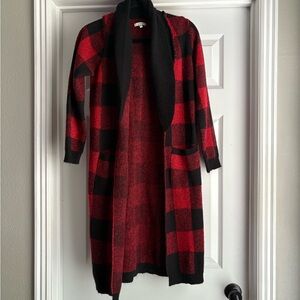 Maurices Red and Black Cardigan Sweater - Medium